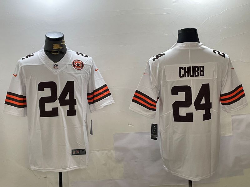 Men Cleveland Browns #24 Chubb White Second generation 2024 Nike Limited NFL Jersey style 2->cleveland browns->NFL Jersey